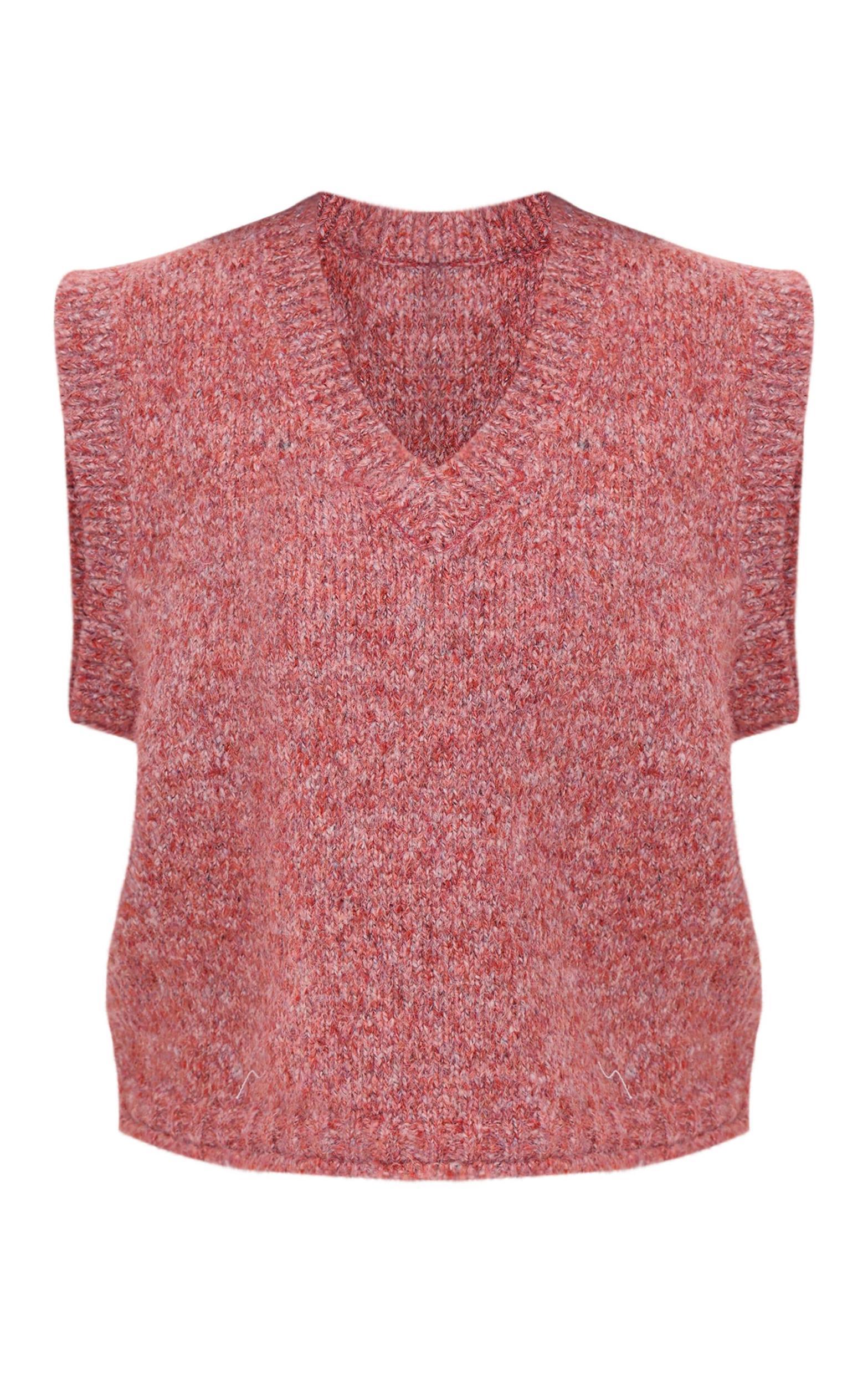 Red Marl Knit Sweater Vest Product Image