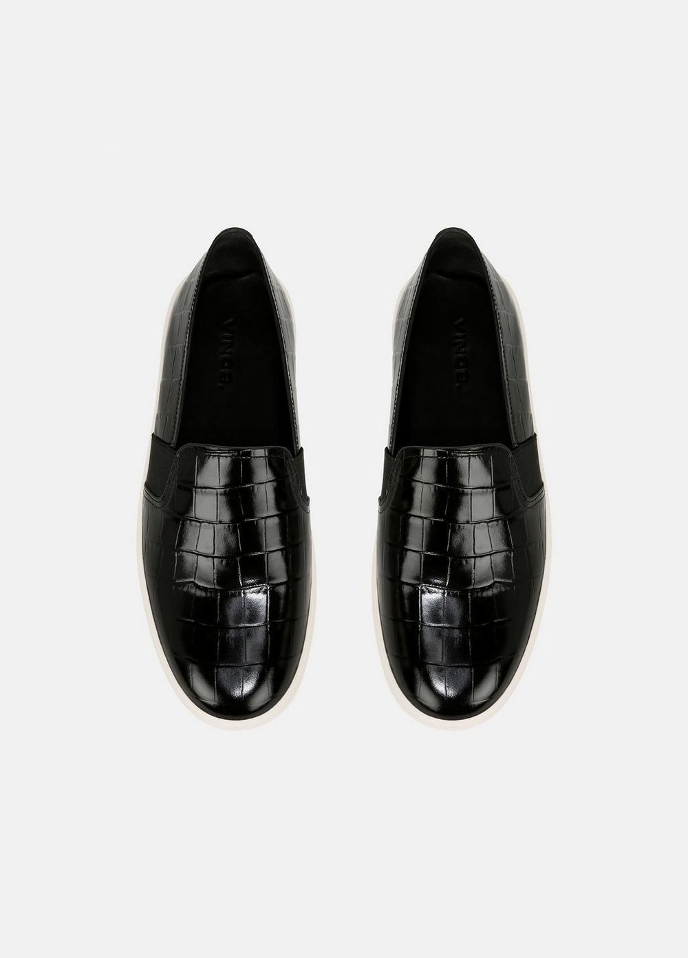 Womens Blair Croc-Embossed Leather Sneaker, Black, Size 9 Vince Product Image