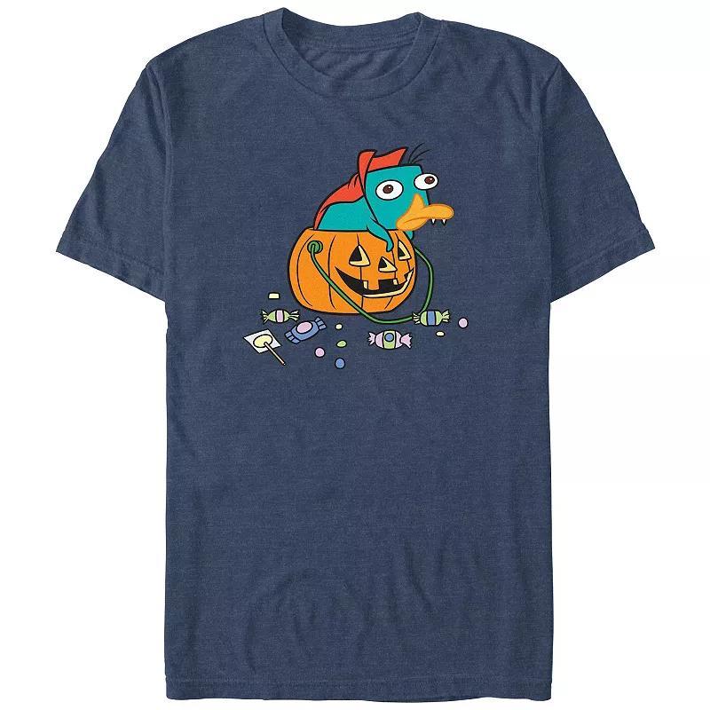 Men's Phineas And Ferb Perry Vampire Graphic Tee, Size: 3XB, Navy Grey Product Image