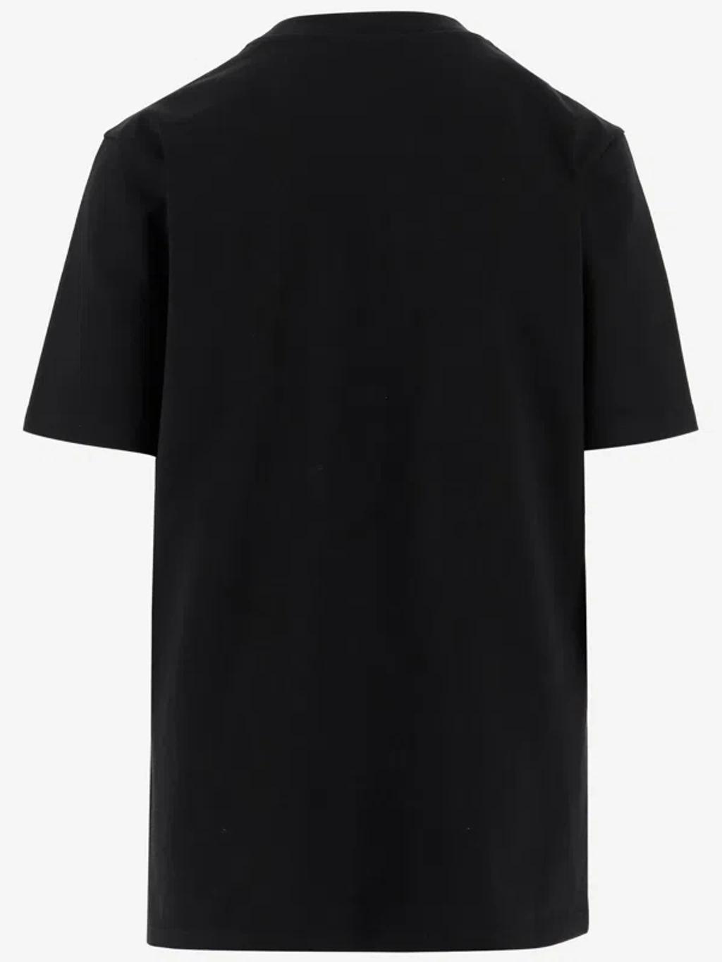 JIL SANDER Cotton T-shirt With Leaf Brooch In Black Product Image