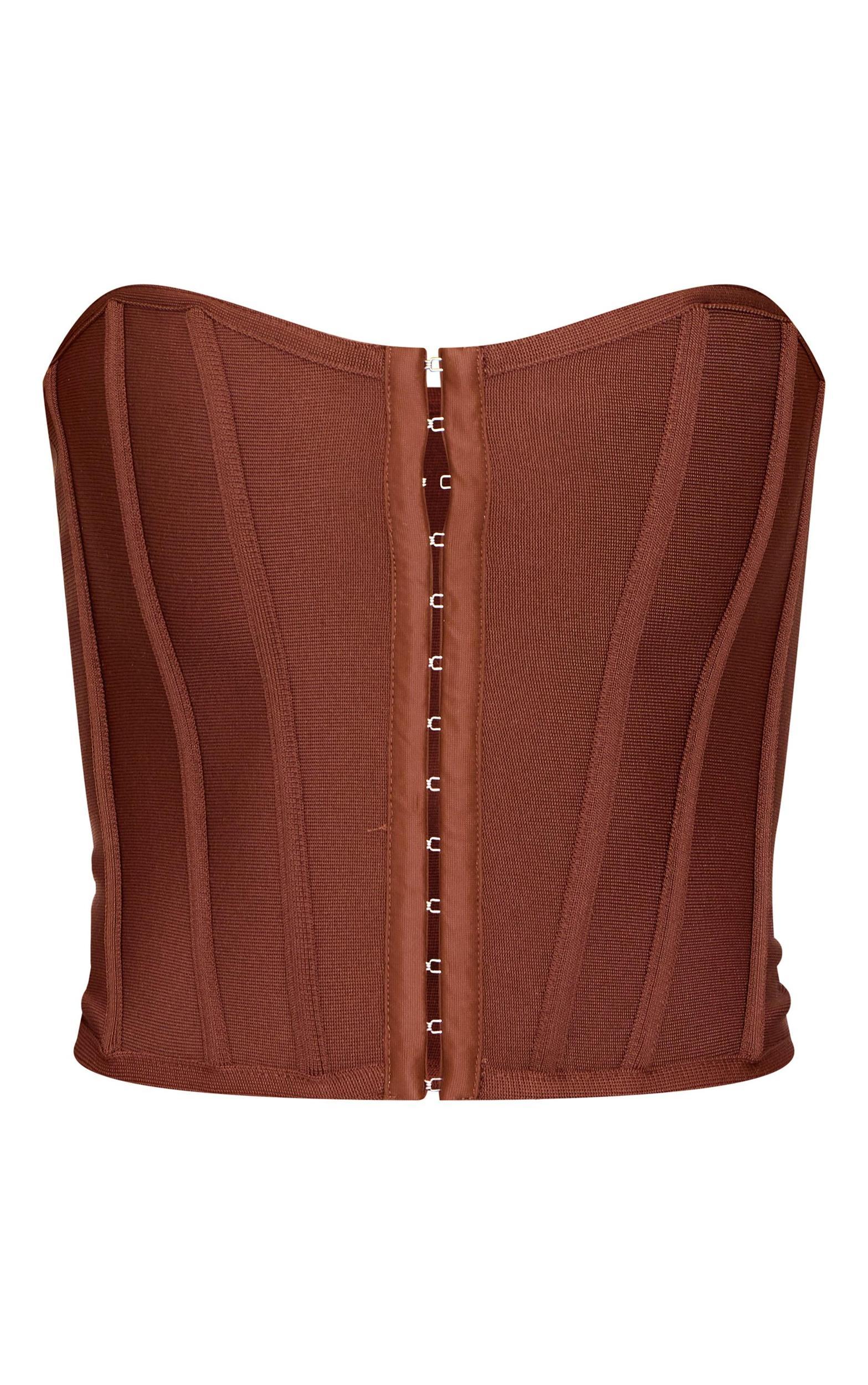 Chocolate Bandage Hook And Eye Structured Corset Product Image