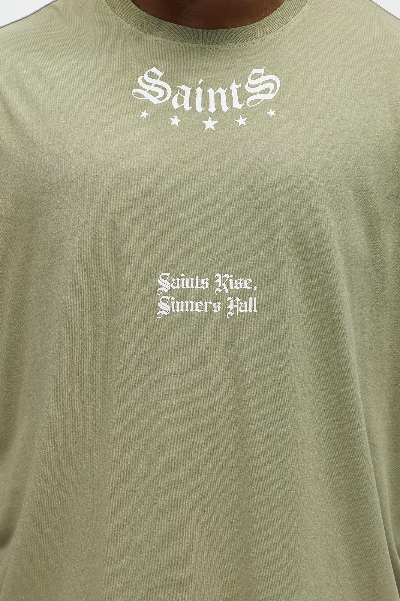 Saints Rise Saints Fall Oversized Short Sleeve Tee - Olive Product Image