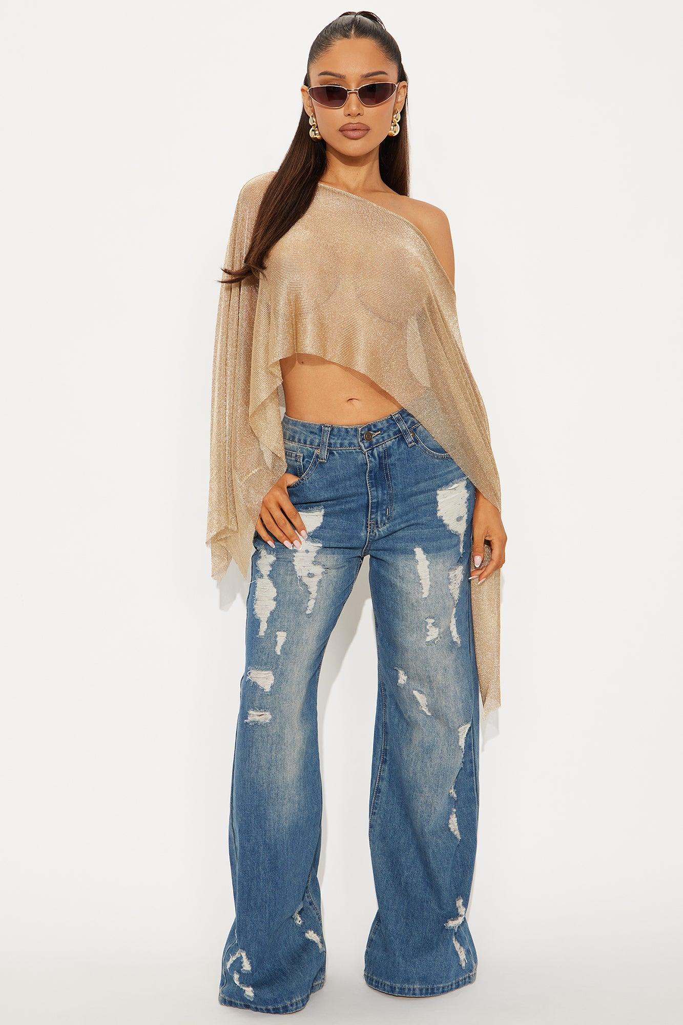 Simmering Sea Off Shoulder Top - Gold Female Product Image