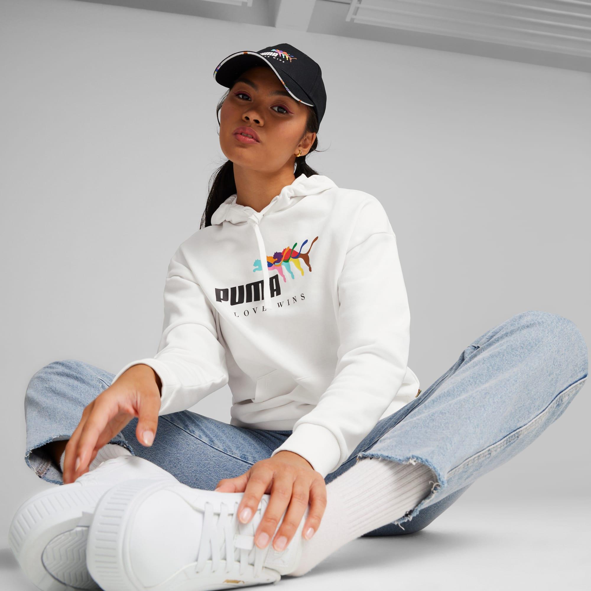 PUMA ESS+ LOVE WINS Women's Hoodie Product Image
