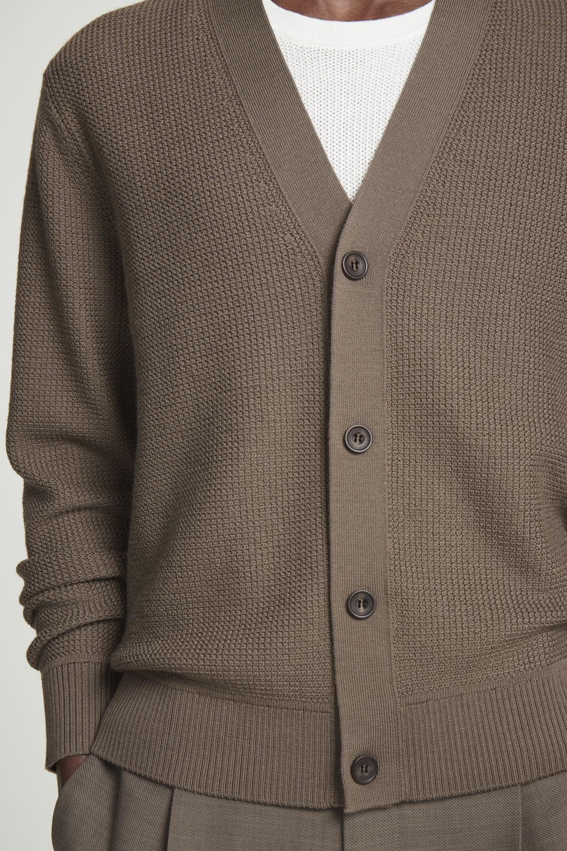 TEXTURED MERINO WOOL CARDIGAN Product Image