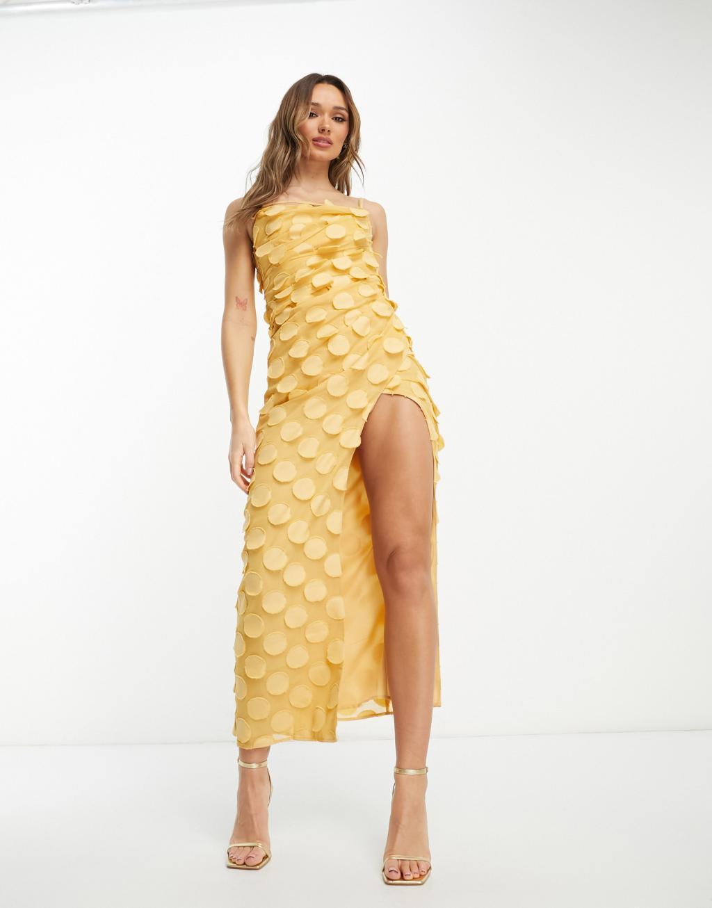 ASOS DESIGN textured cowl maxi dress with strappy detail Product Image