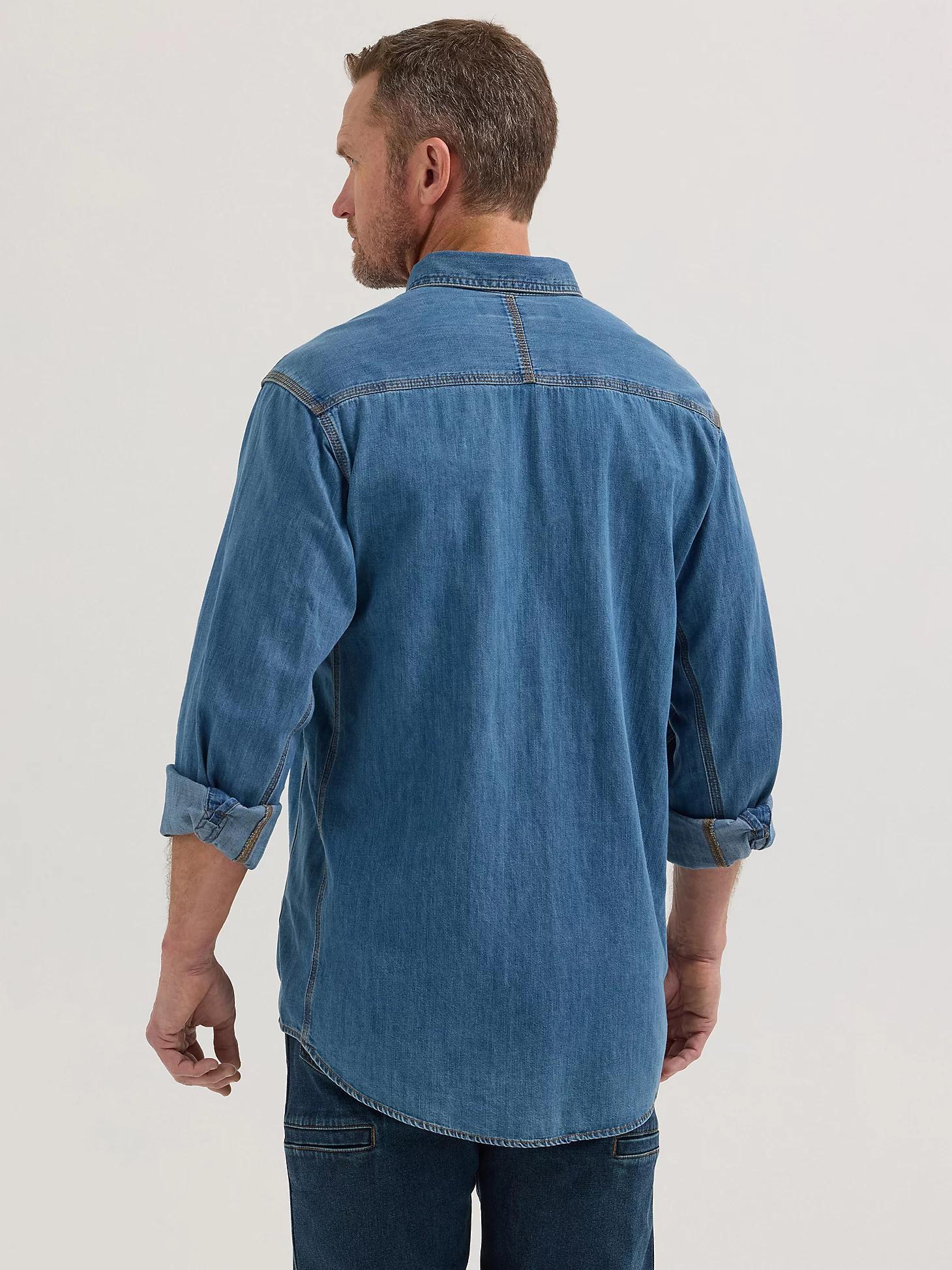 Wrangler® RIGGS Workwear® Long Sleeve Button Down Solid Denim Work Shirt | Men's SHIRTS | Wrangler® Product Image