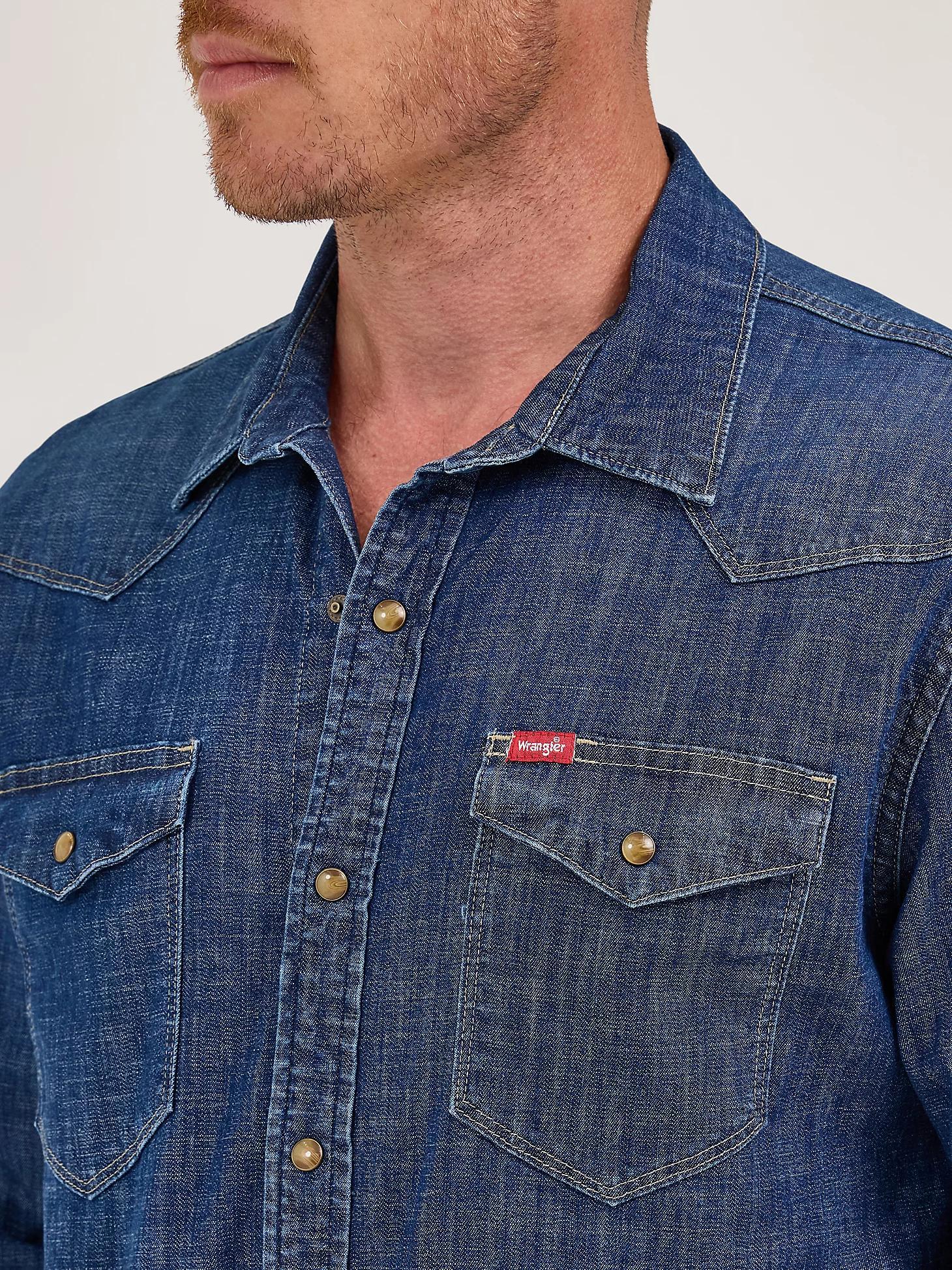 Men's Denim Western Snap Shirt | Men's SHIRTS | Wrangler® Product Image