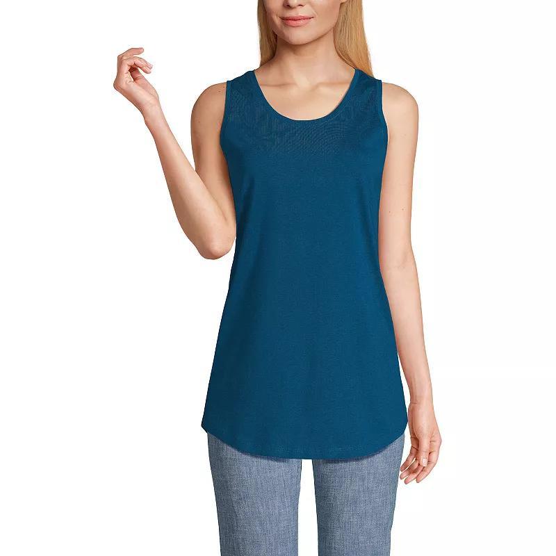 Petite Lands' End Supima Cotton Scoopneck Tunic Tank Top, Women's, Size: Medium Petite, Sunset Yellow Product Image