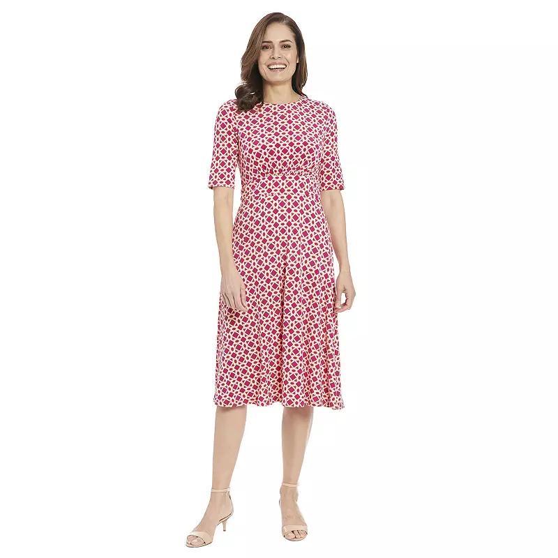 Women's London Times Printed Midi A-Line Dress, Size: 10, Black Product Image