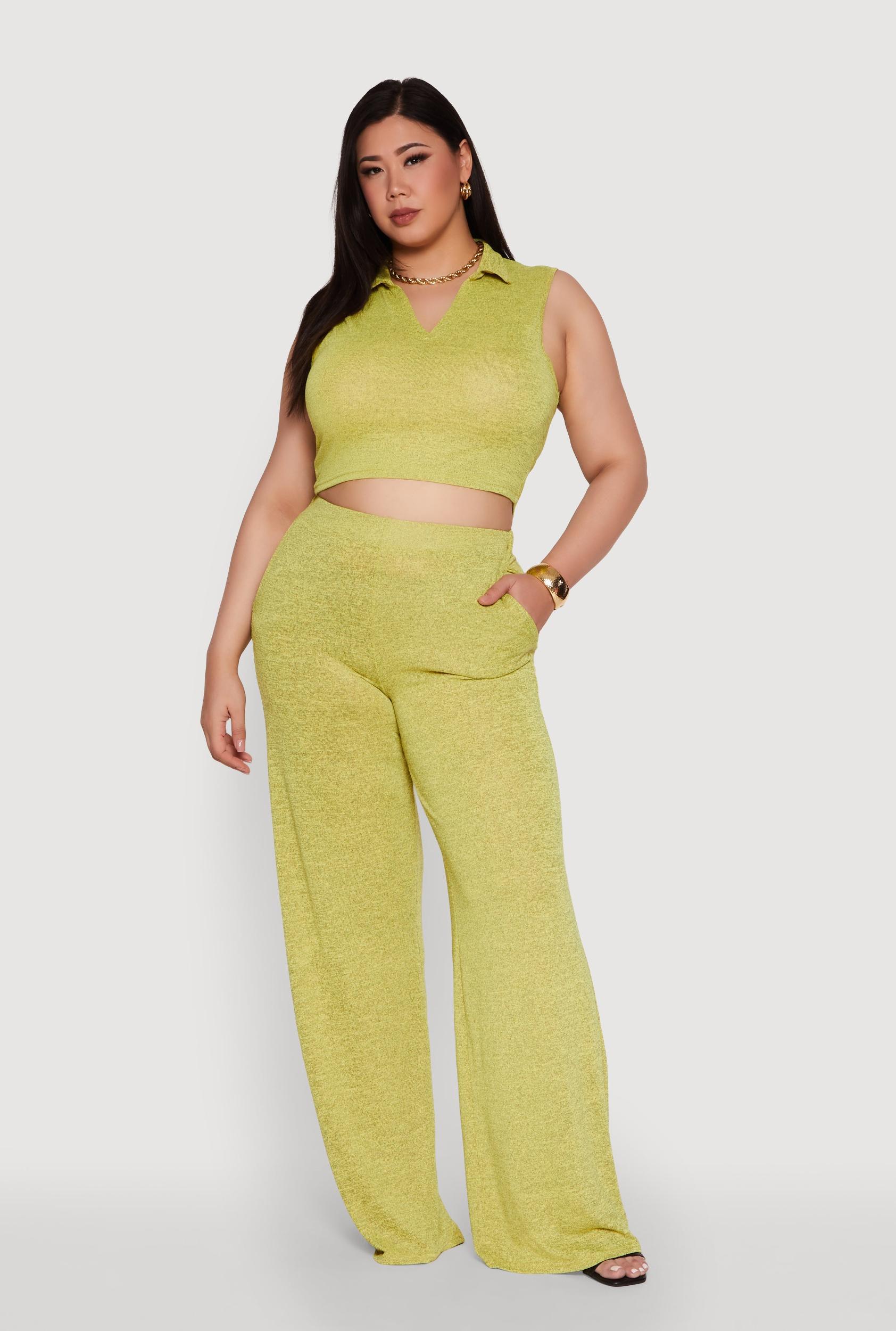 Womens Plus Size Daisy High Waisted Wide Leg Palazzo Pants Product Image