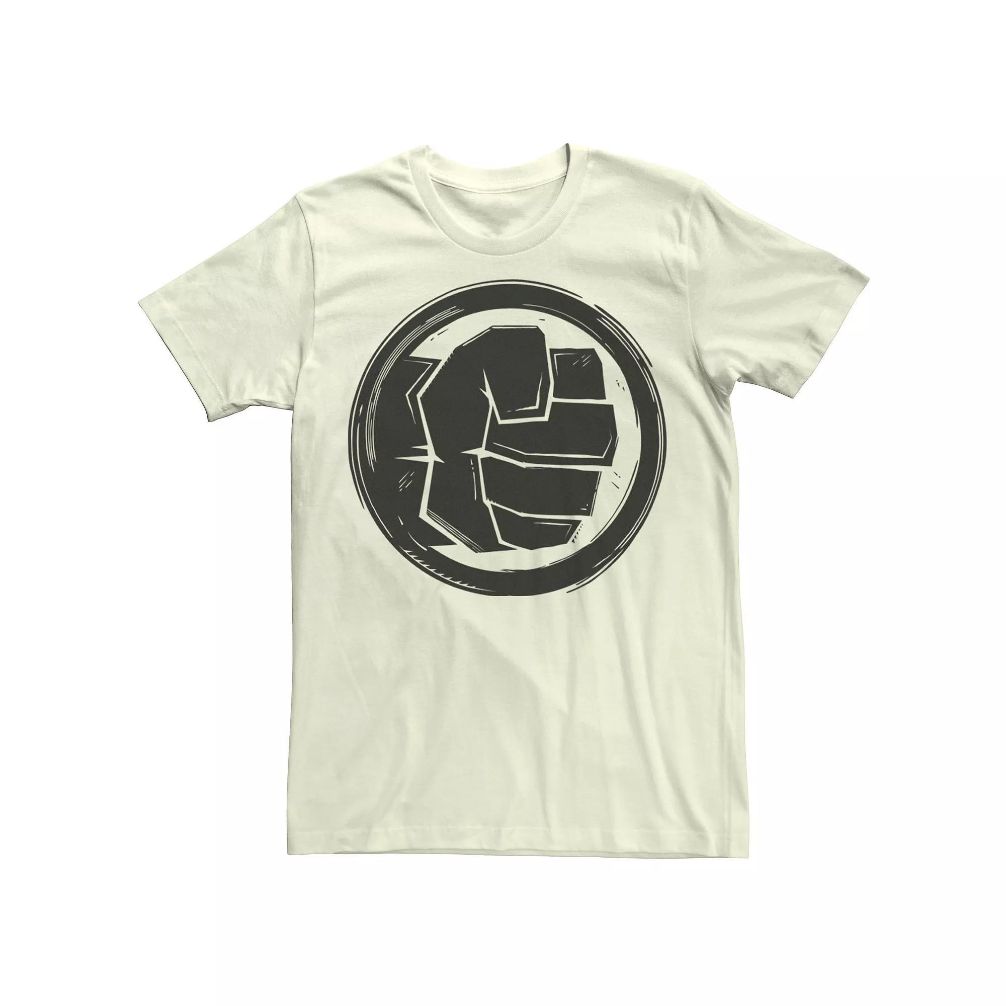 Men's Marvel Hulk Woodcut Fist Logo Tee, Size: Medium, Natural Product Image