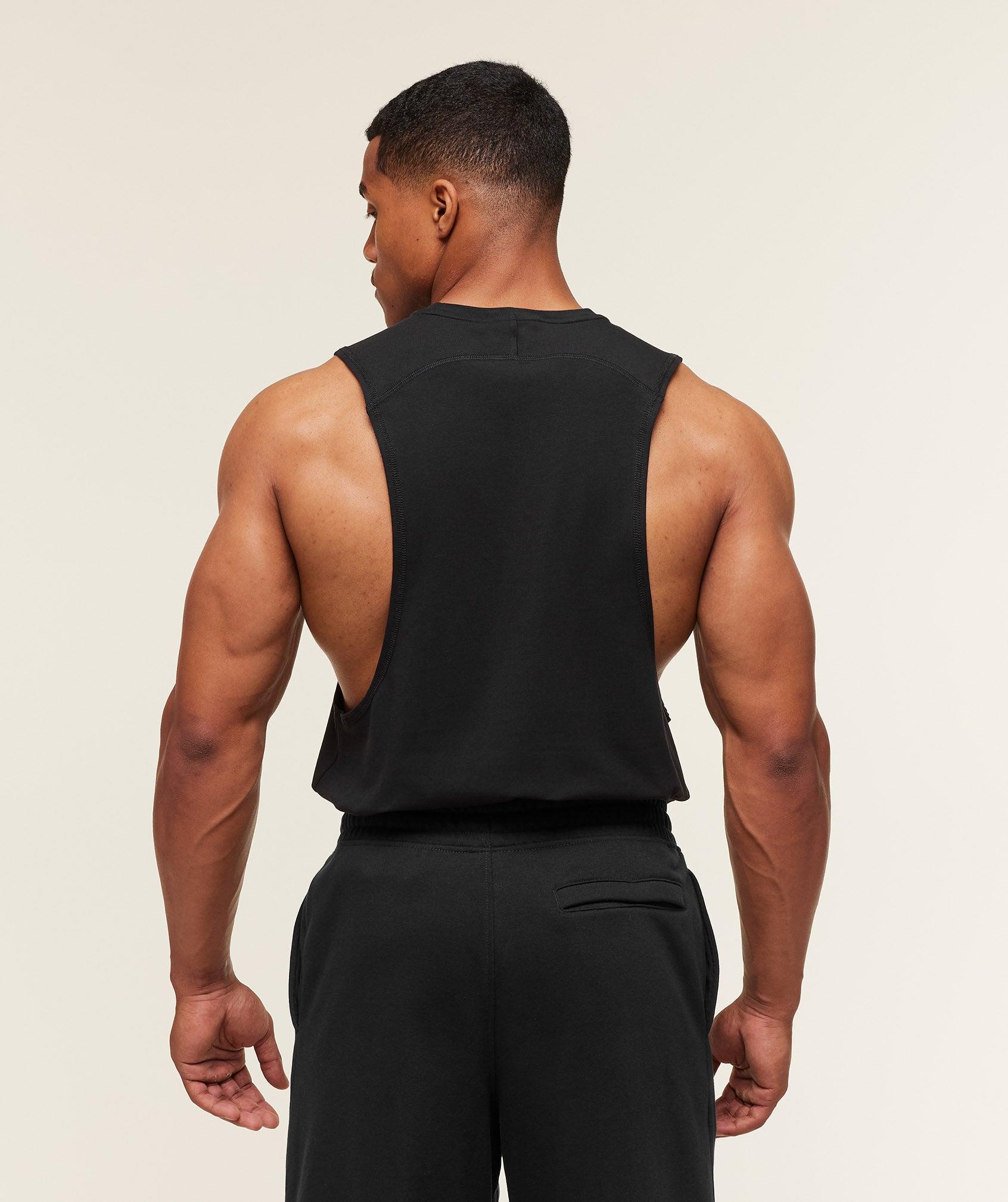 Gymshark Prime Drop Arm Tank - Black/Brand Blue Male Product Image