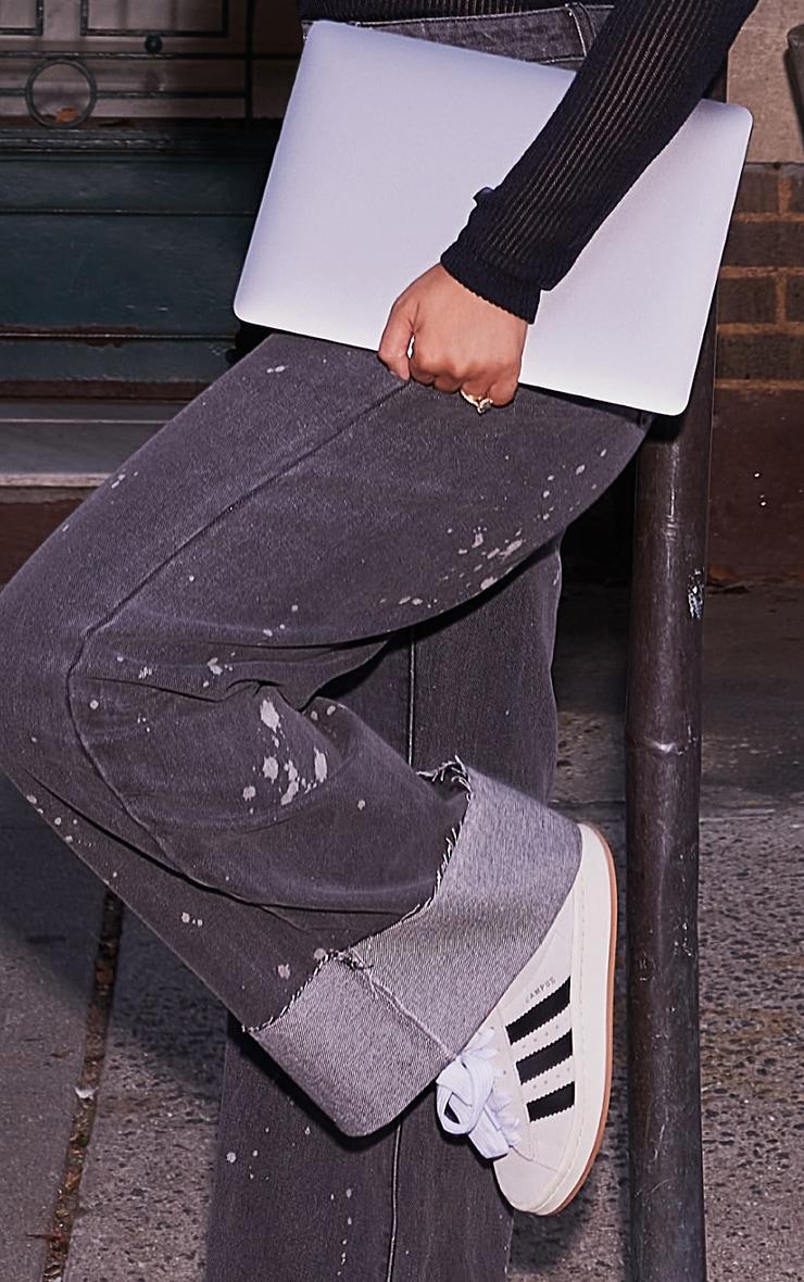 Washed Black Splatter Detail Wide Leg Jeans Product Image