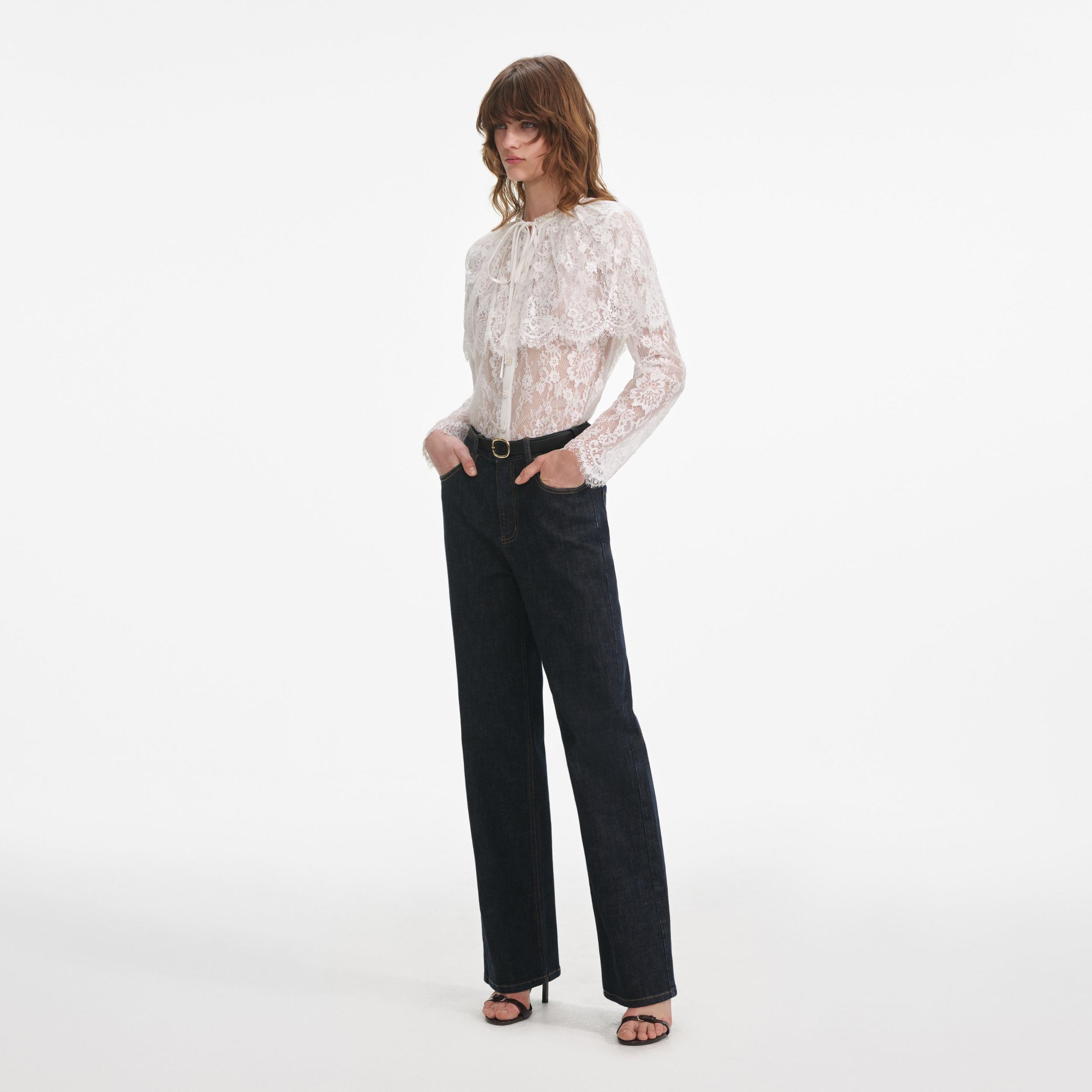 White Lace Cape Top Product Image