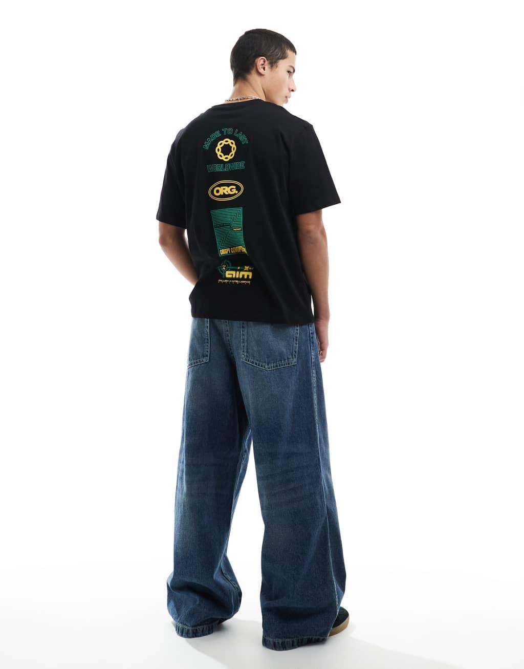 Jack & Jones oversized t-shirt with logo back print in black Product Image