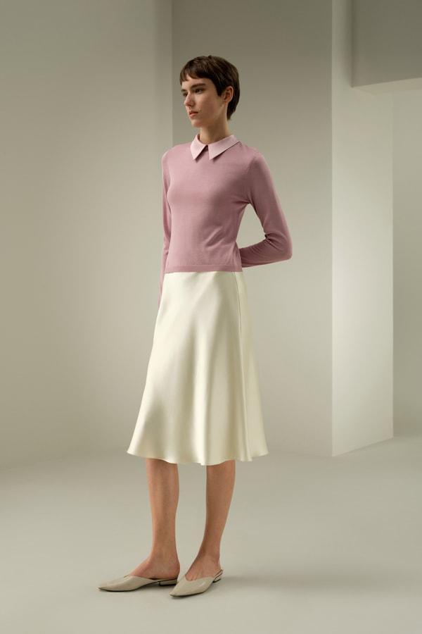 Elitist Silk Knitted Top with Collar Product Image