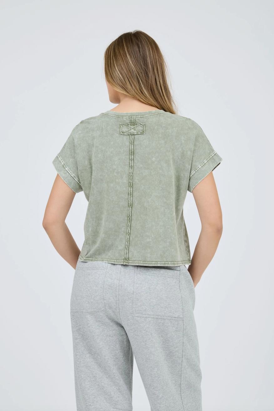 Round Neck Back Seam Detail Short Sleeve Top Product Image