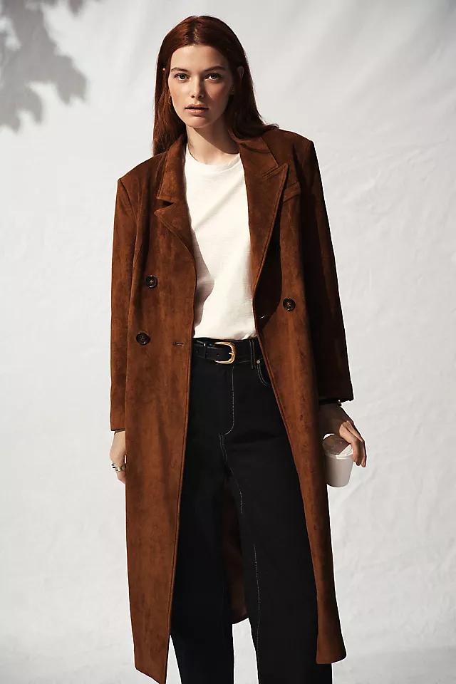 By Anthropologie Faux-Suede Trench Coat Product Image
