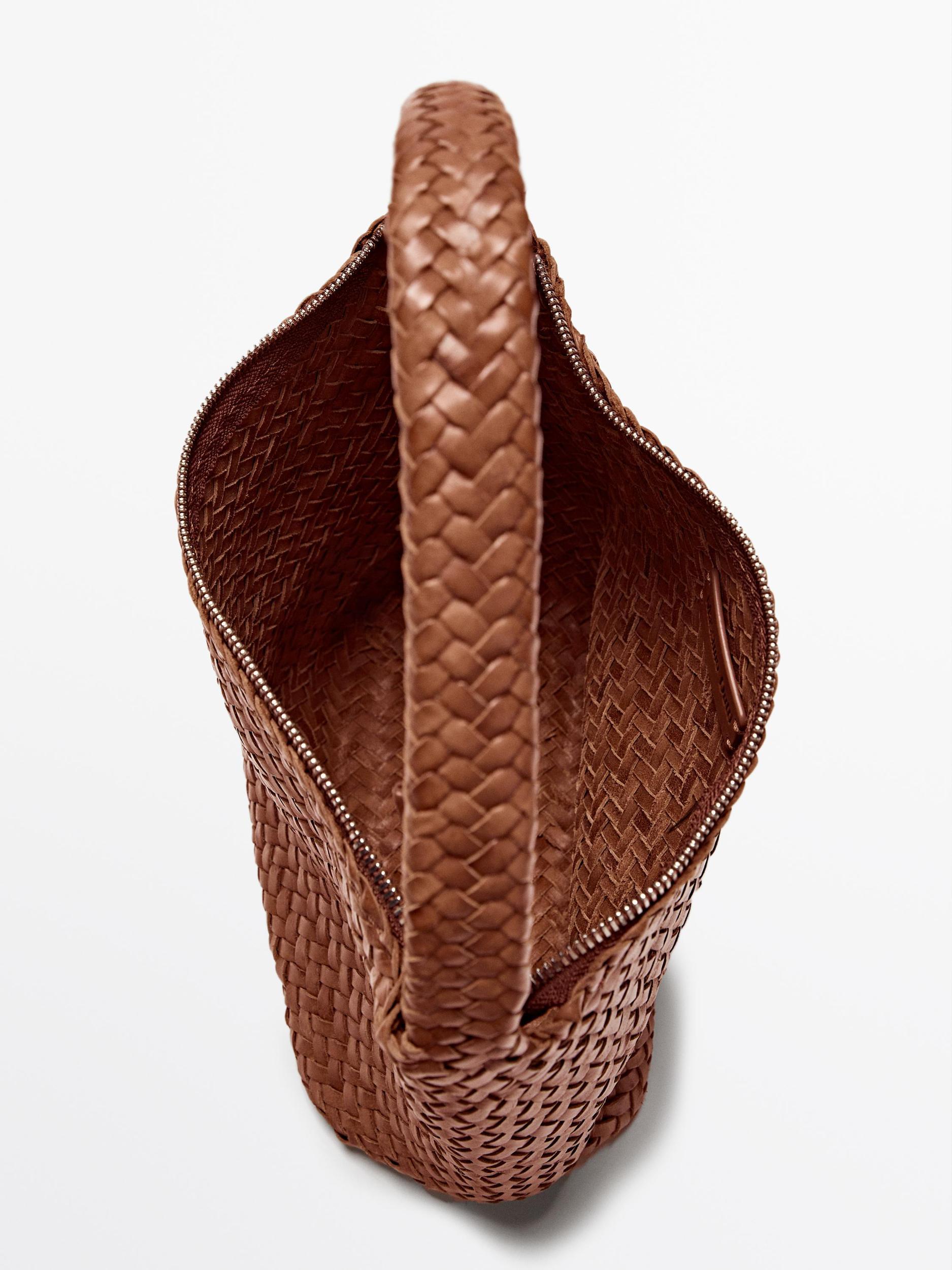 Nappa leather woven bucket bag Product Image
