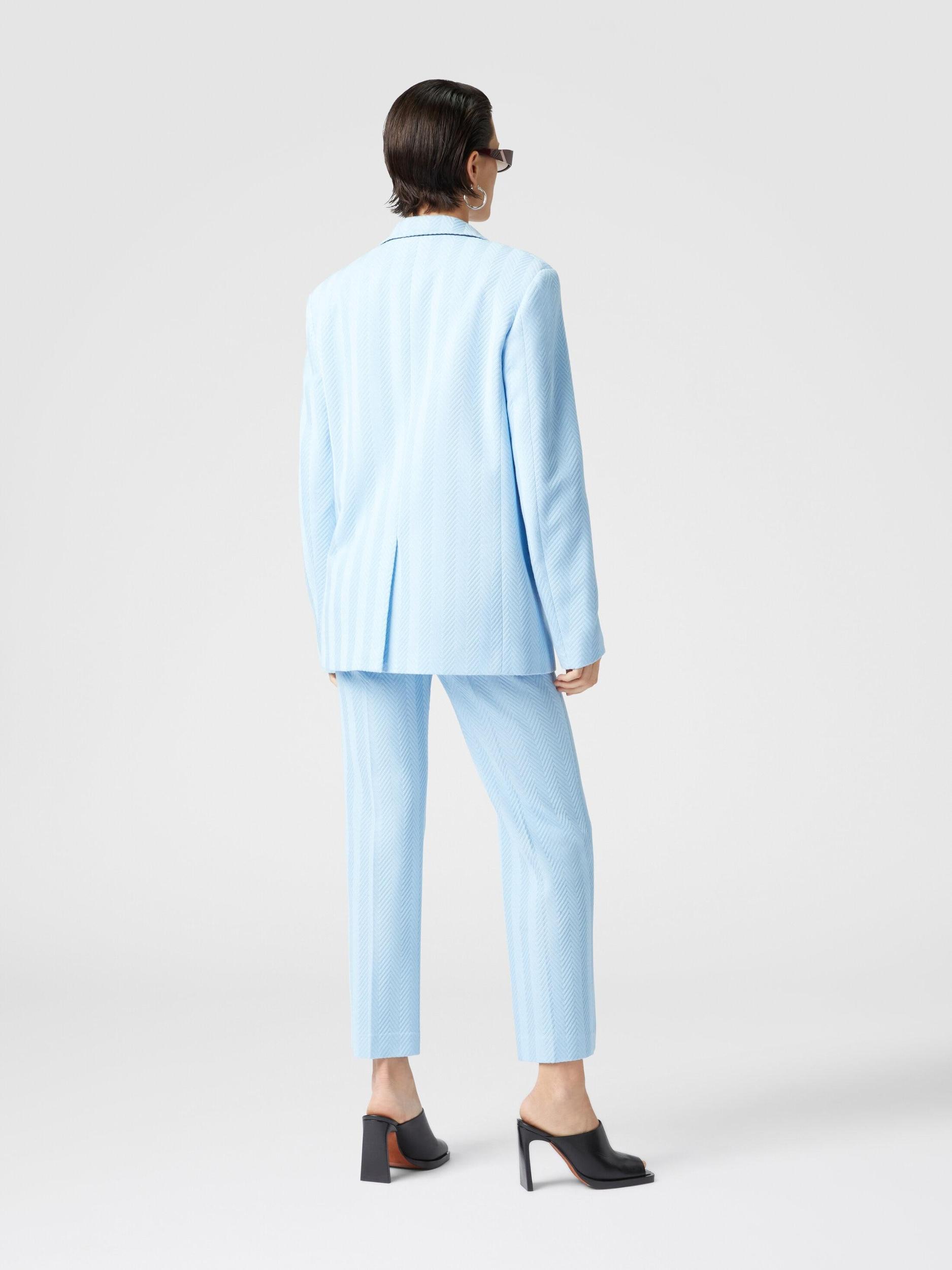 Classic trousers in cotton and zigzag viscose with cropped hem Product Image