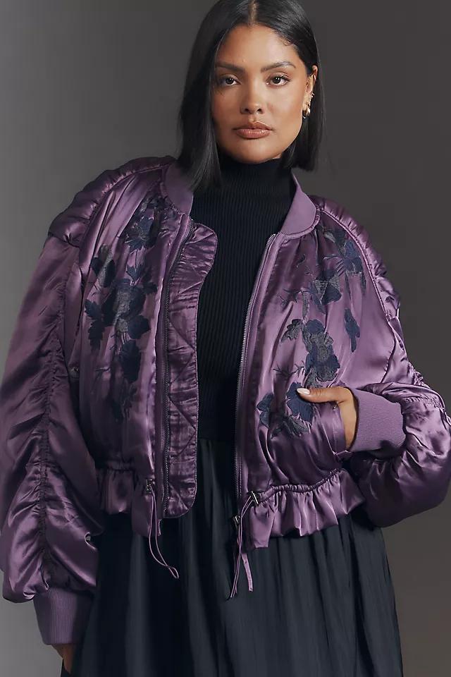 By Anthropologie Satin Embroidered Jacket Product Image