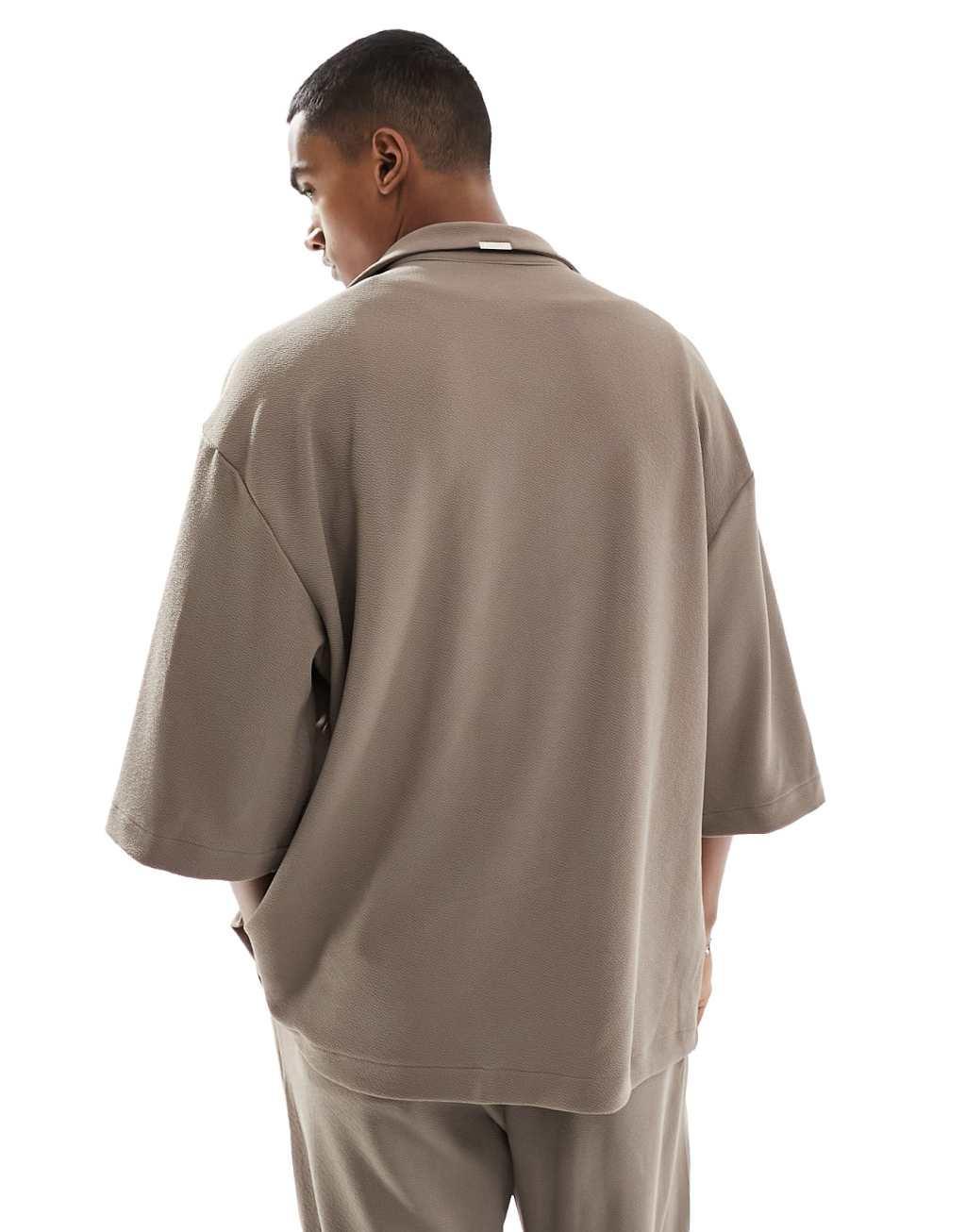 Sixth June textured short sleeve shirt in brown - part of a set Product Image