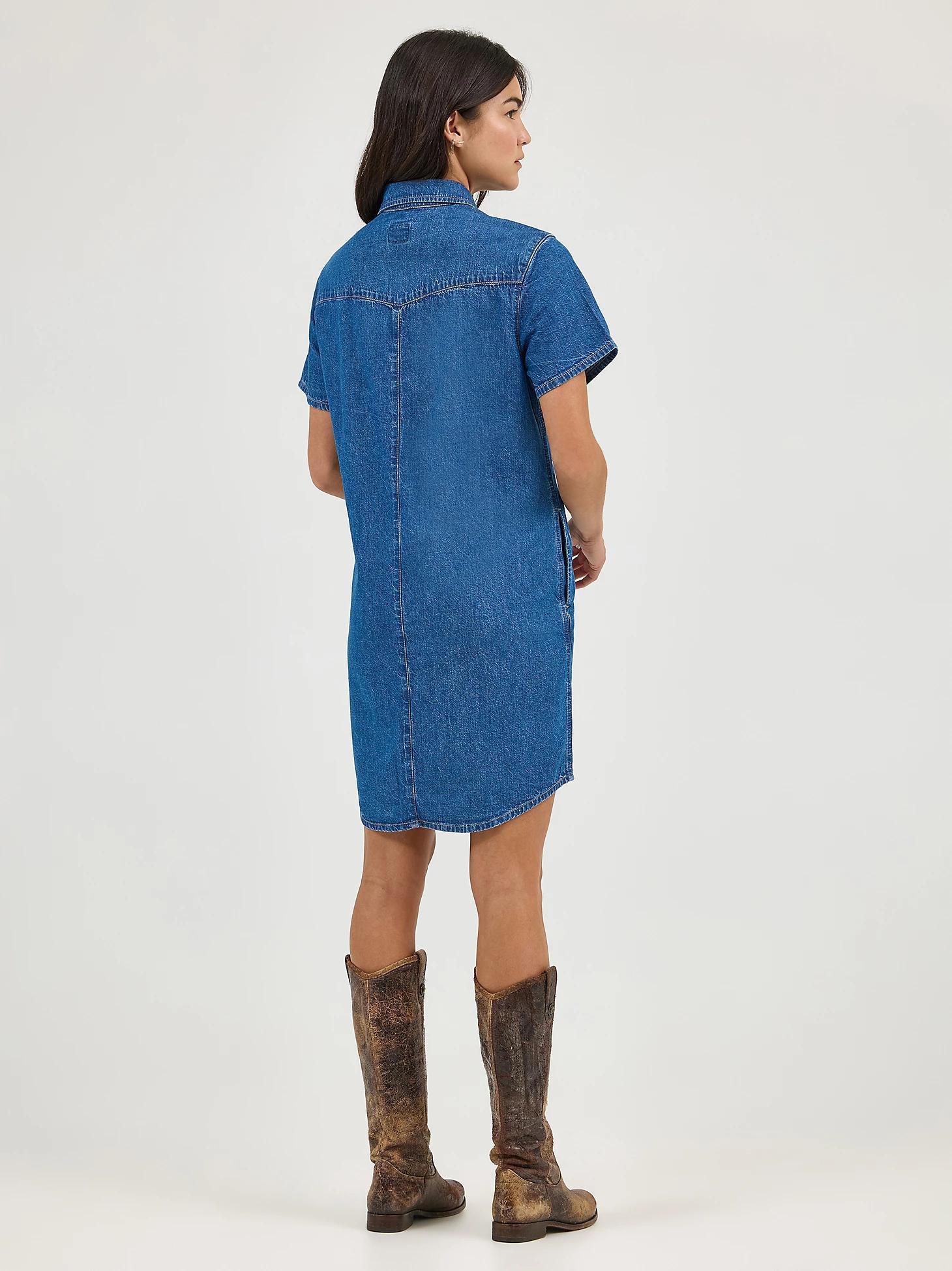 Women's Short Sleeve Western Denim Button Down Dress | Women's Skirts & Dresses | Lee® Product Image