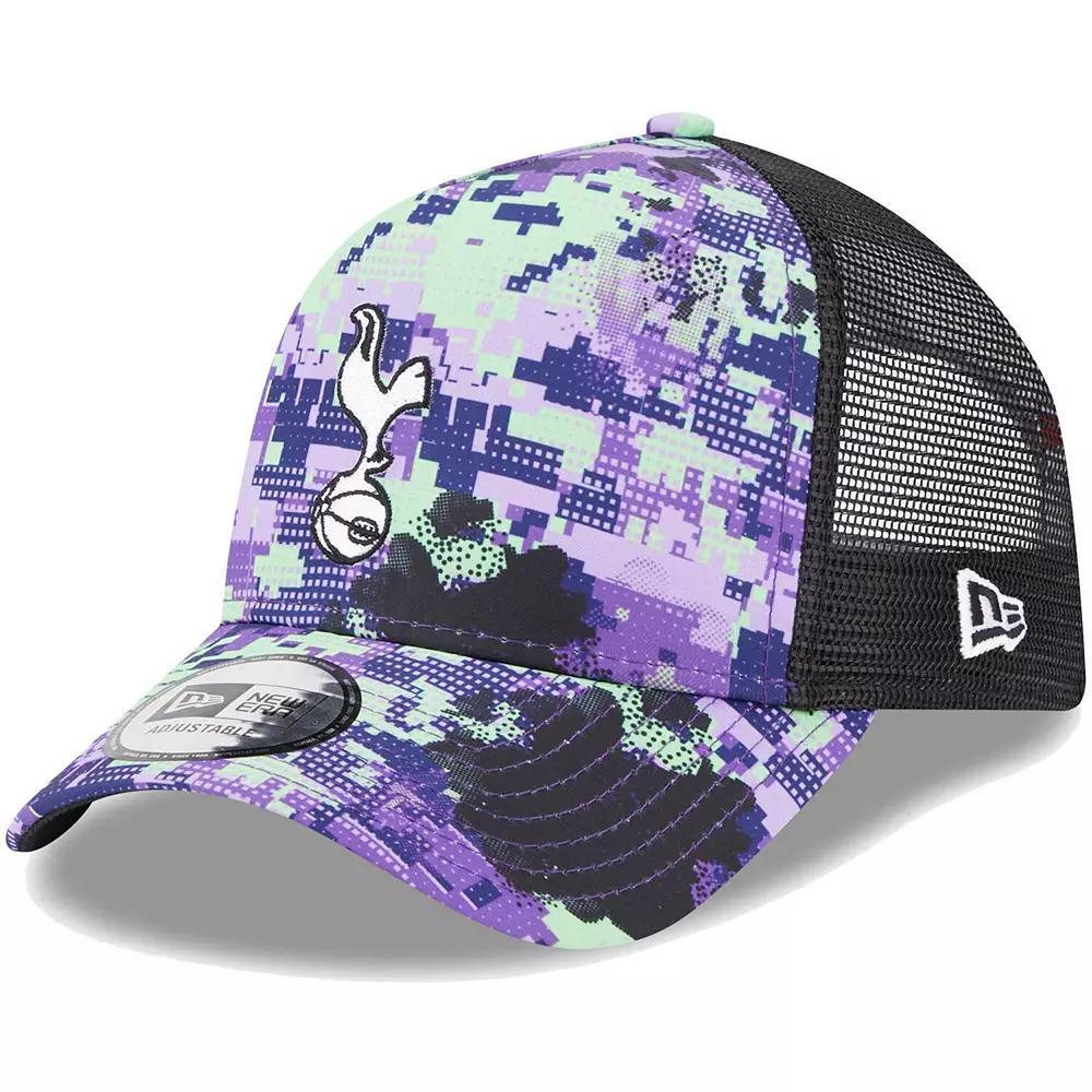 Mens New Era Tottenham Hotspur Glitch All Over Print E-Frame Trucker Adjustable Hat Product Image