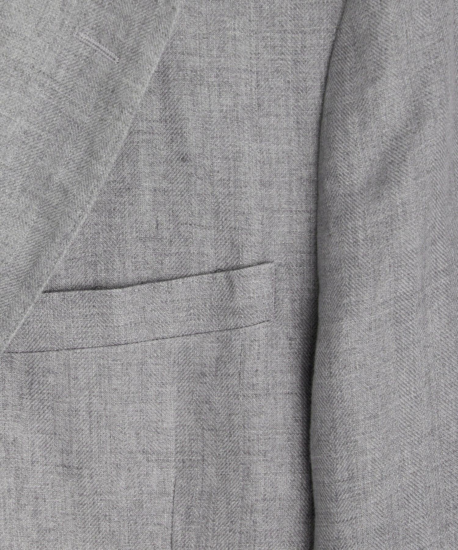 Italian Linen Madison Jacket in Light Grey Herringbone Product Image