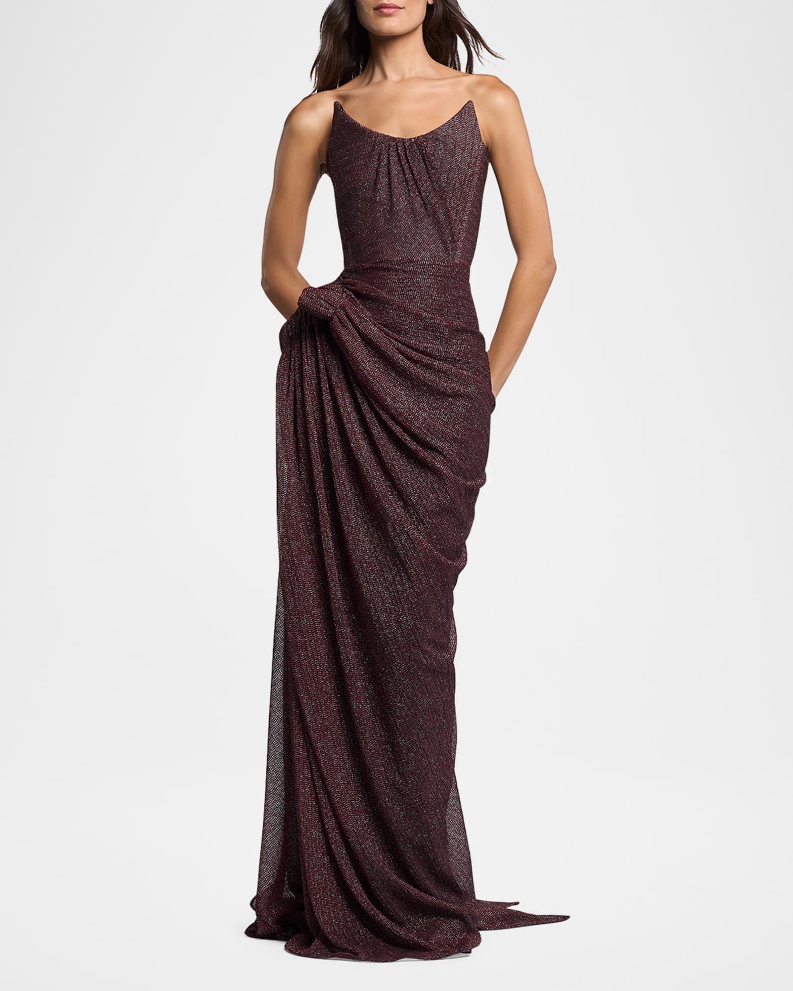 Lexicon Metallic Draped Strapless Column Gown Product Image