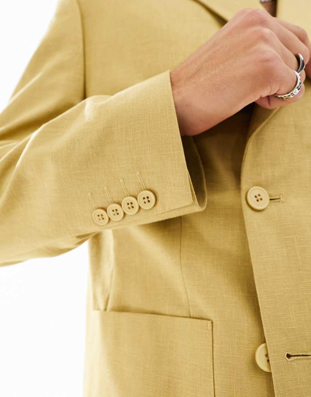 ASOS DESIGN oversized suit jacket in slubby texture in stone Product Image