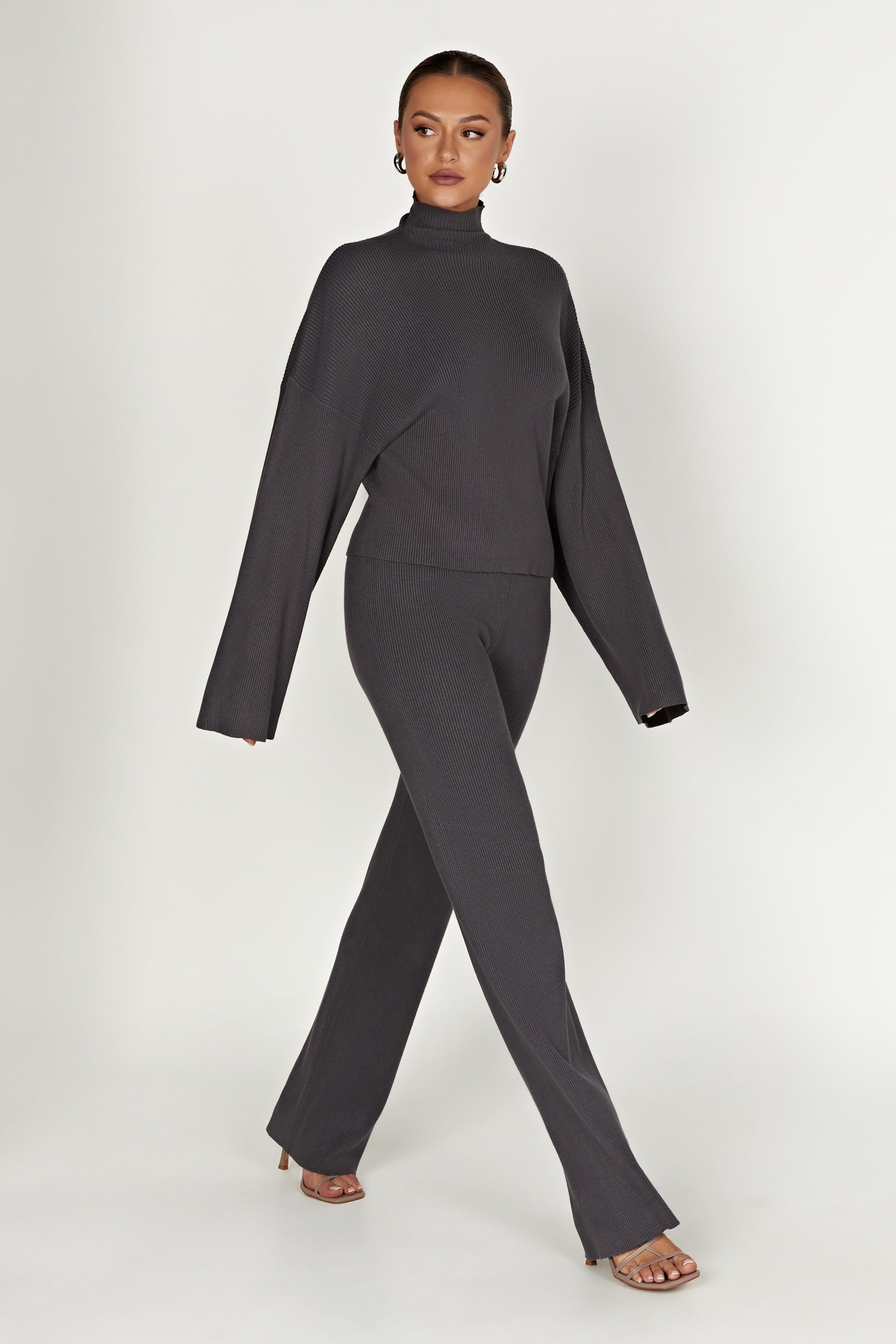 Winona Turtleneck Knit Top - Charcoal Product Image
