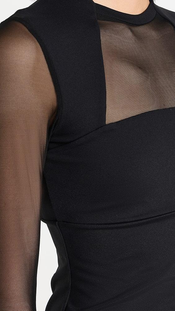 Susana Monaco Mesh Crew Long Sleeve Dress | Shopbop Product Image