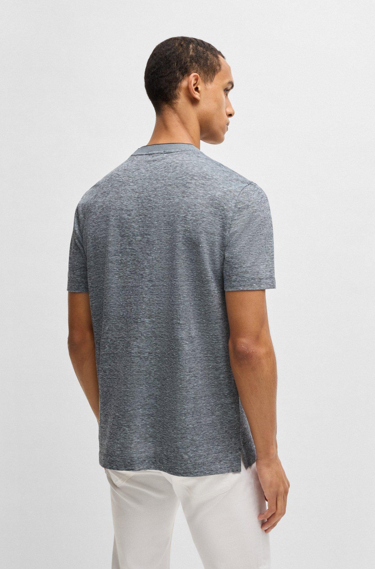 BOSS - Regular-fit T-shirt in cotton and linen - Dark Blue Product Image