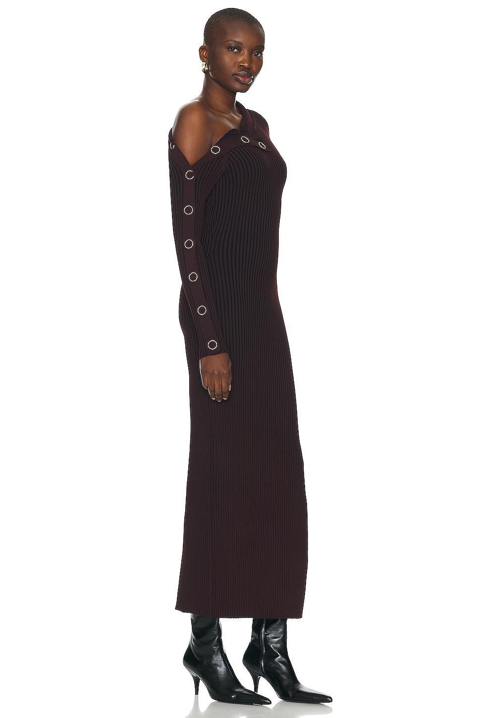 NICHOLAS Adina Long Sleeve Midi Dress With Snaps in Garnet - Burgundy. Size XS (also in ). Product Image