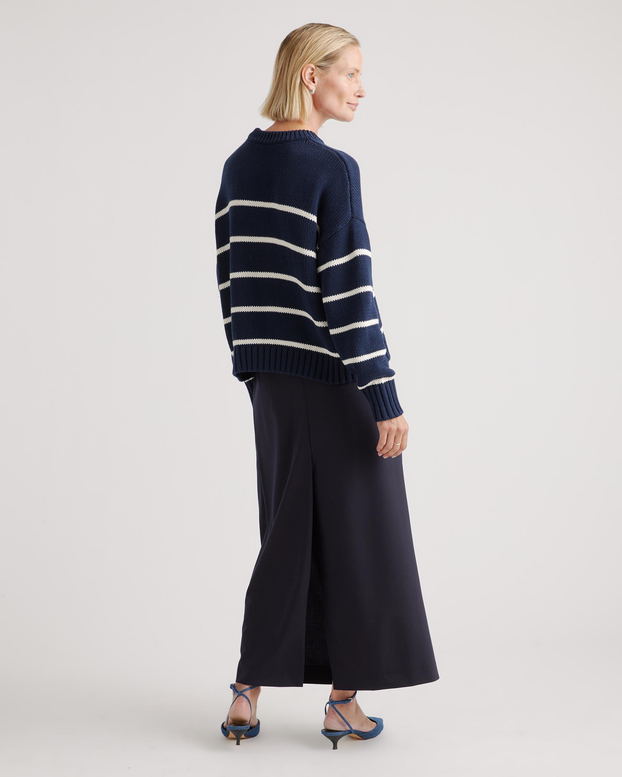 Quince | Women's Striped Crew Sweater Size XL, Organic Cotton Product Image