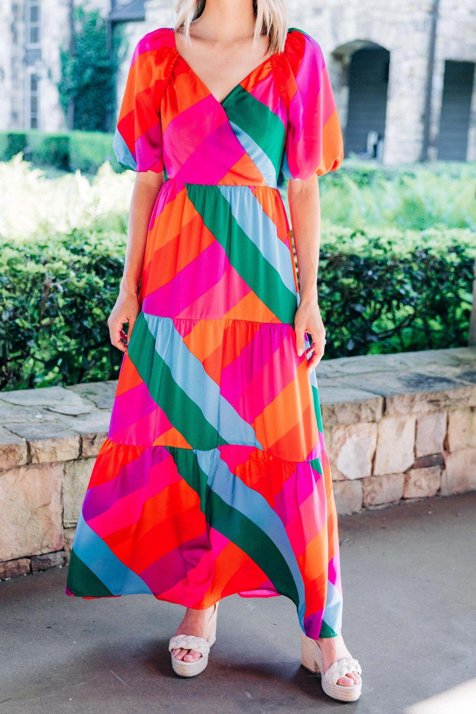 Looking Forward Rainbow Striped Maxi Dress Female Product Image