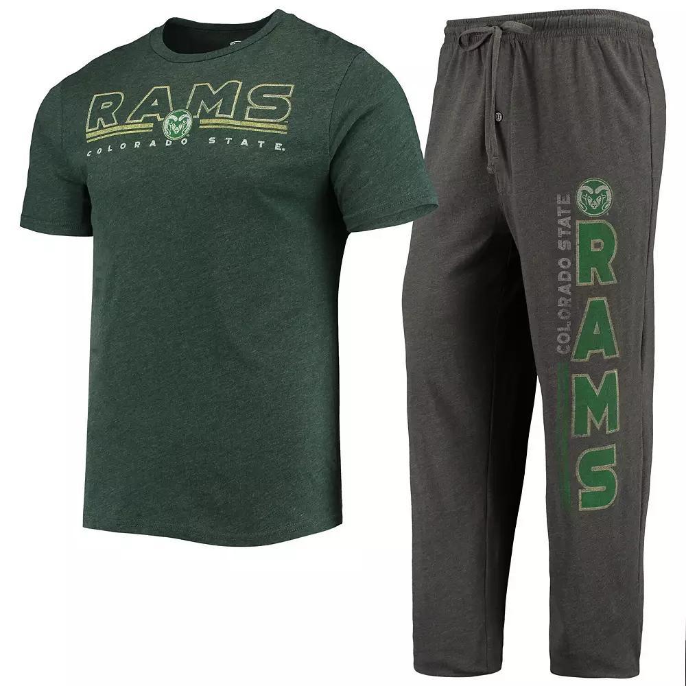 Men's Concepts Sport Heathered Charcoal/Green Colorado State Rams Meter T-Shirt & Pants Sleep Set, Size: Large Product Image