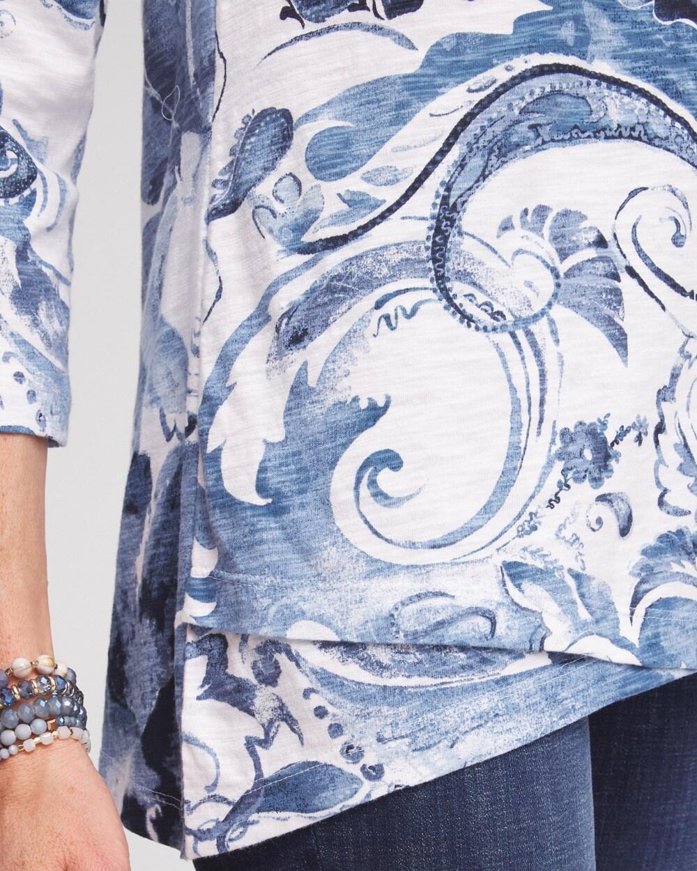 3/4 Sleeve Floral Overlap Tunic Product Image