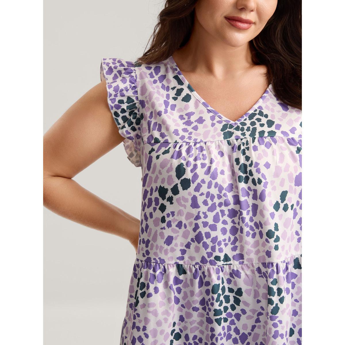 Plus Size Colorful Leopard Print Bust-Comfort Top Women Multicolor Gathered V-neck Everyday-Elegant Tank Tops Camis BloomChic 26/4X Product Image