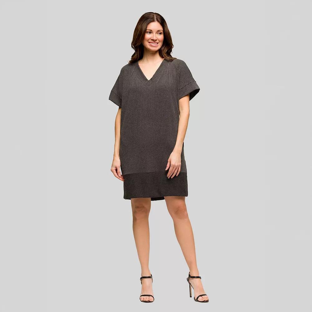 Women's 24Seven Comfort Apparel Loose Fit V-Neck Short Sleeve Pocket T-Shirt Dress, Size: Small, Green Product Image