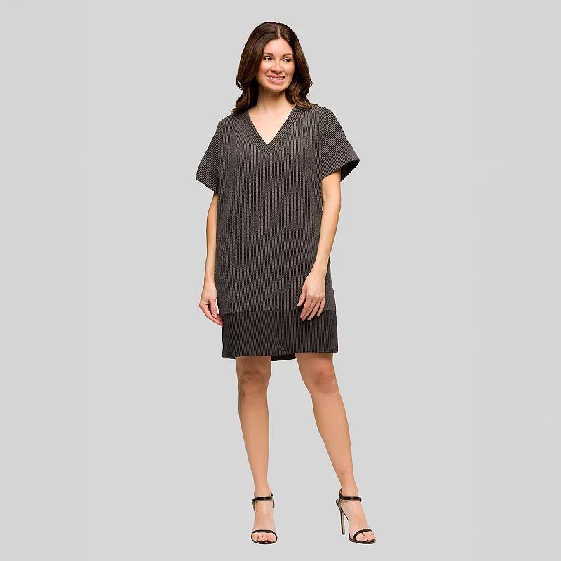 Women's 24Seven Comfort Apparel Loose Fit V-Neck Short Sleeve Pocket T-Shirt Dress, Size: Small, Green Product Image