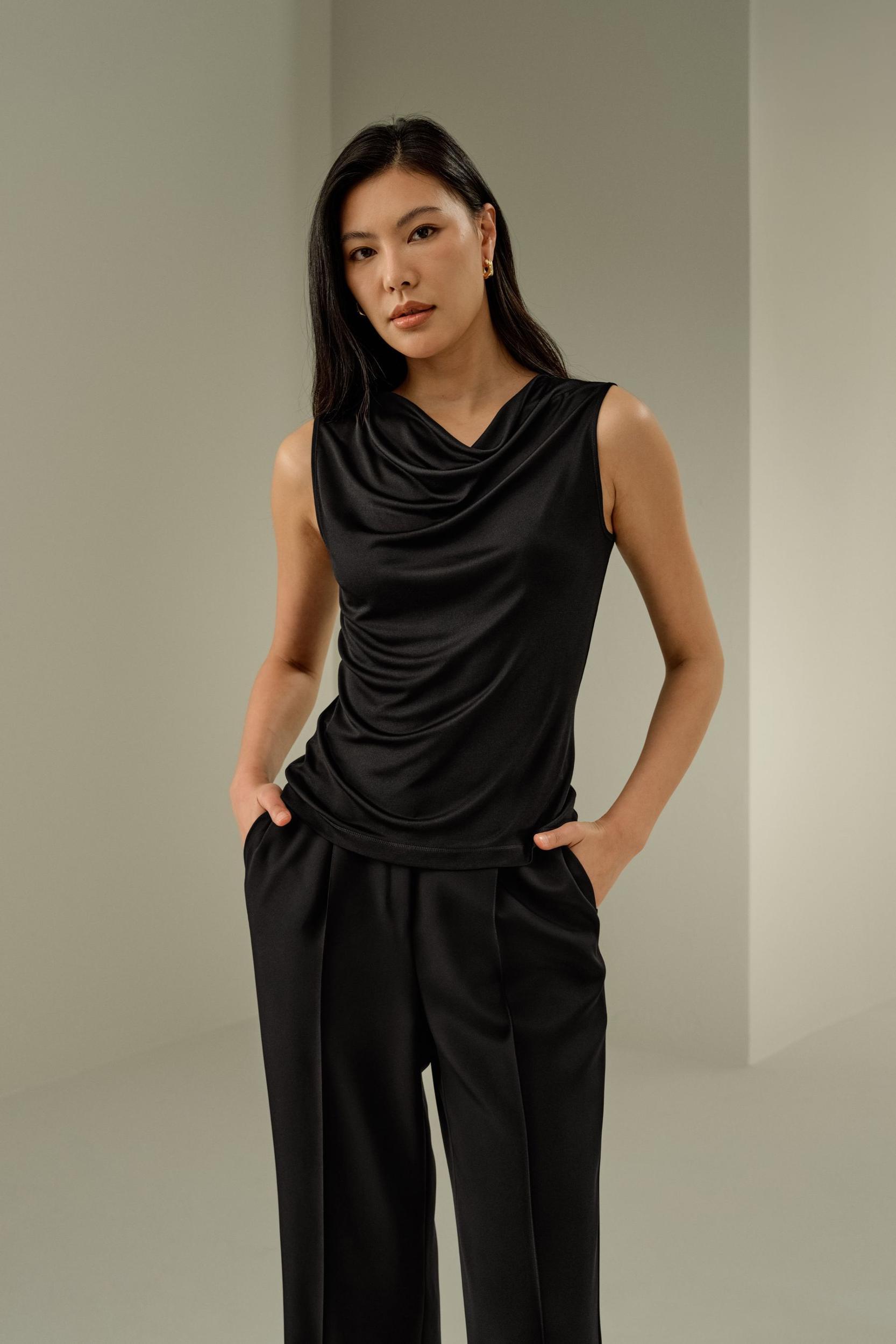 Silk Jersey Cowl-neck Sleeveless Top Product Image
