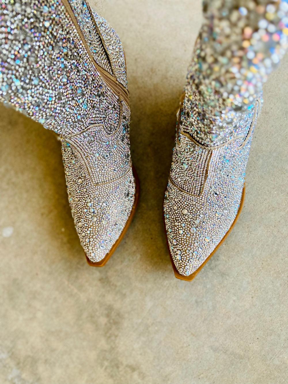 Glitz & Glam Silver Rhinestone Boots* Product Image