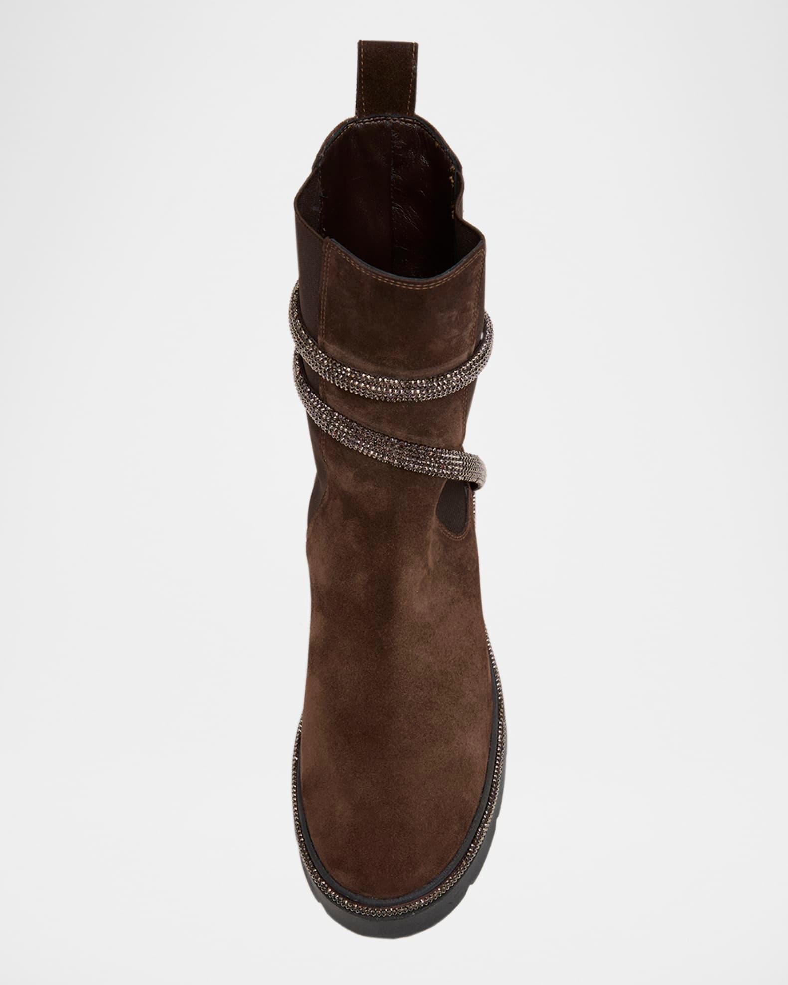 Cleo Suede Strass Snake Combat Boots  Product Image