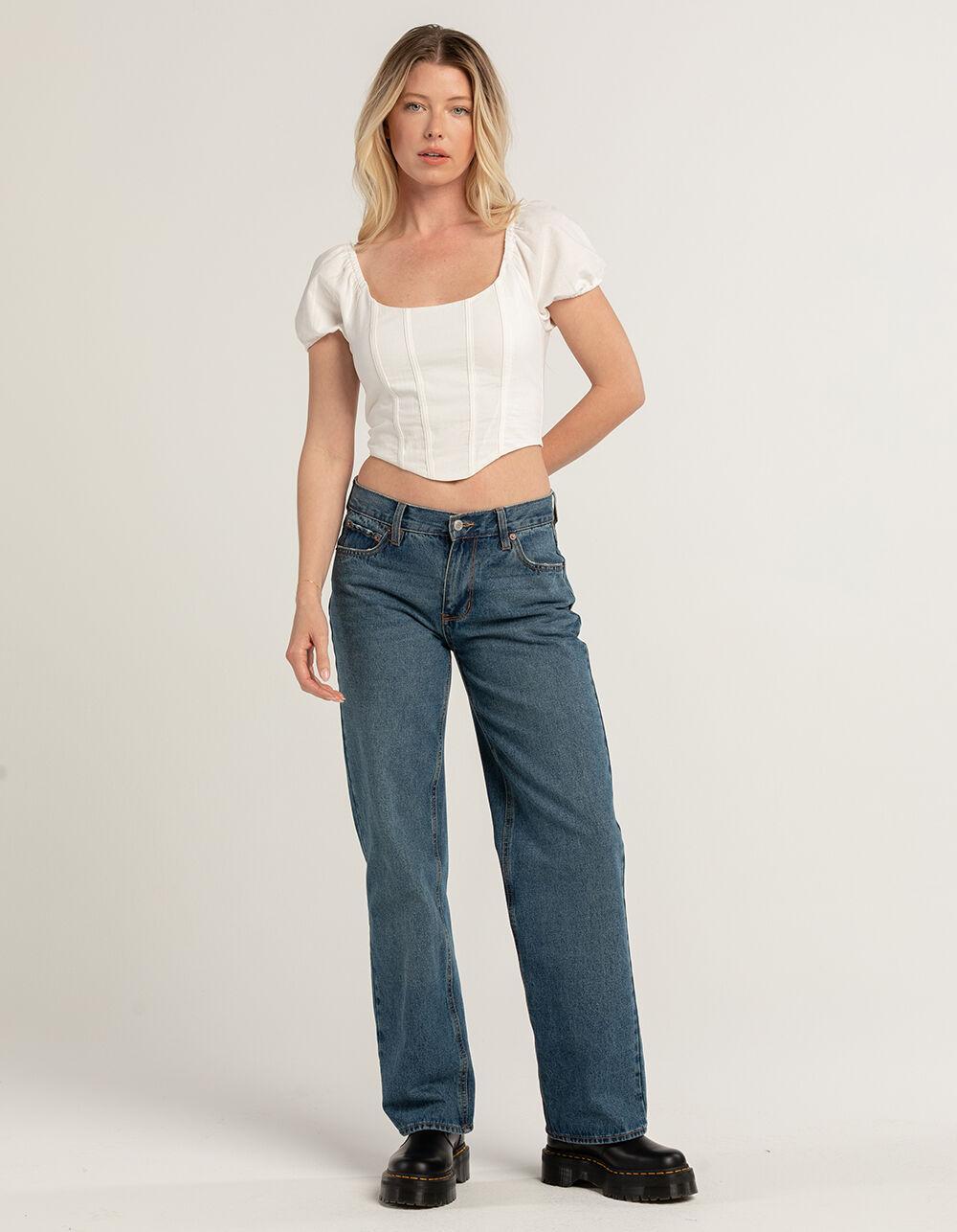 RSQ Womens Linen Corset Top - WHITE Product Image