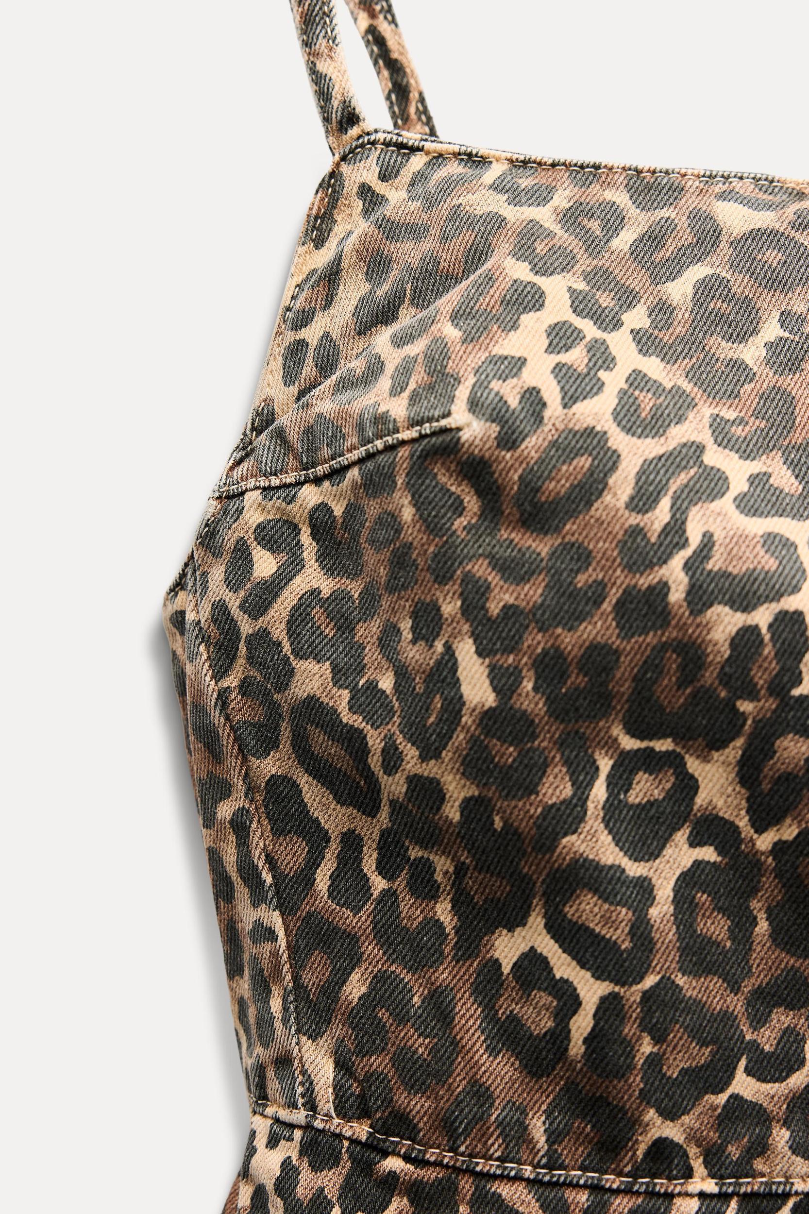ANIMAL PRINT SHORT DENIM TRF DRESS Product Image