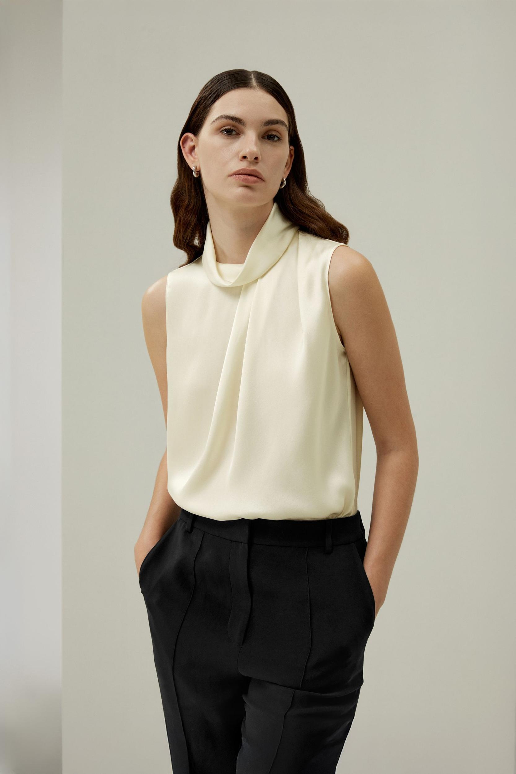 Asymmetrical Sleeveless Cowl Neck Top Product Image