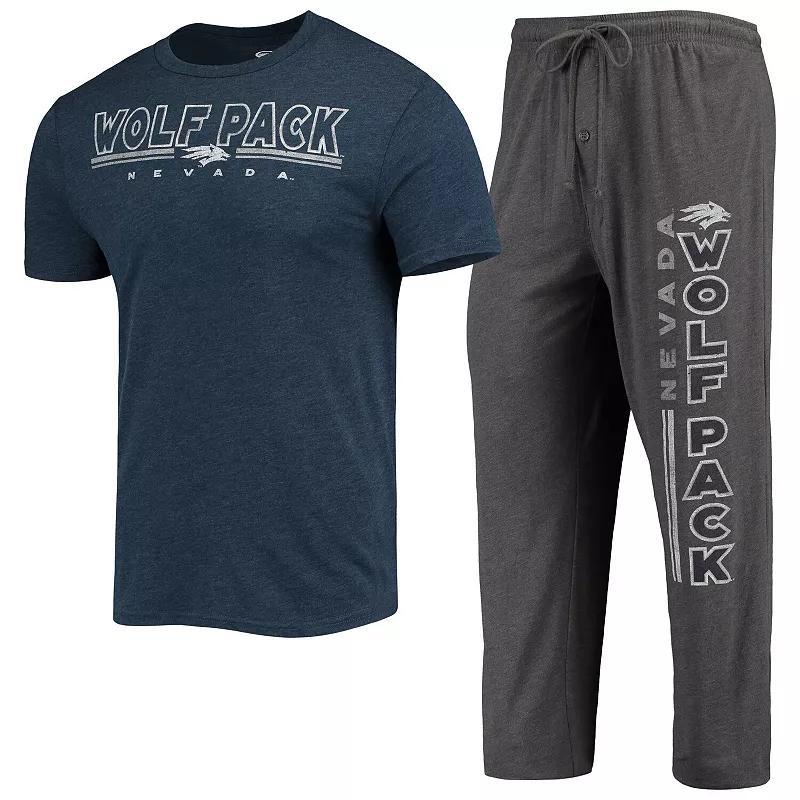 Men's Concepts Sport Heathered Charcoal/Navy Nevada Wolf Pack Meter T-Shirt & Pants Sleep Set, Size: XL, Nev Charco Product Image
